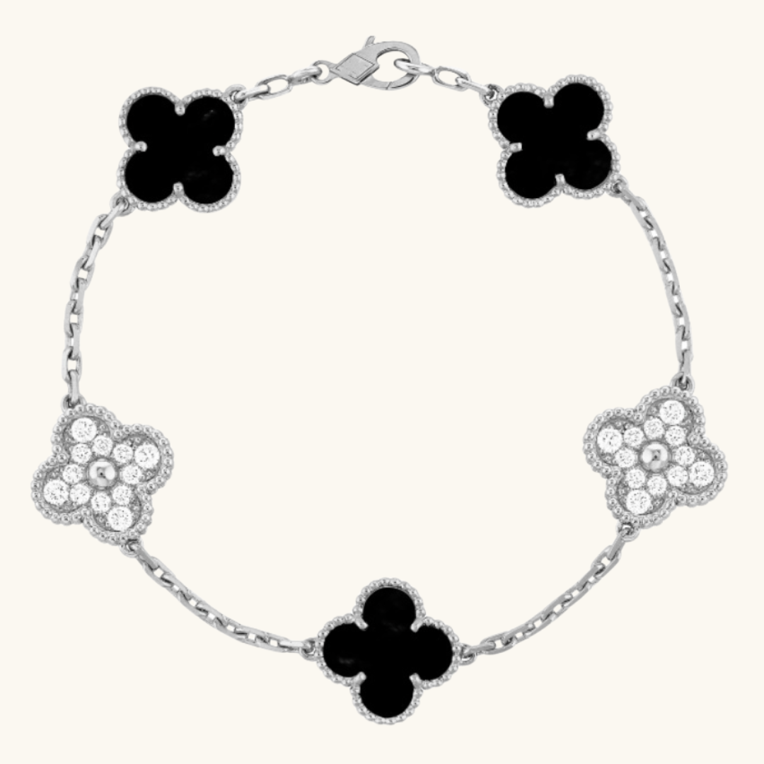 SILVER/BLACK LUCKY CLOVER