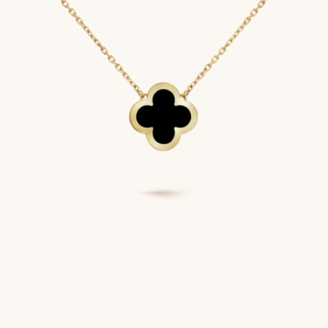 NECKLACE FOUR-LEAF CLOVER LAVISH - BLACK