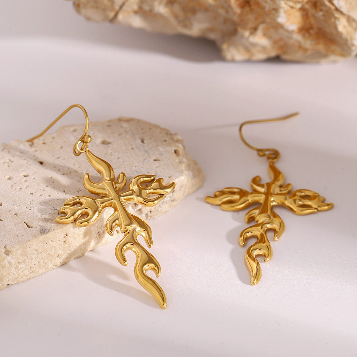 Adrielle Branched Cross Gold Earrings