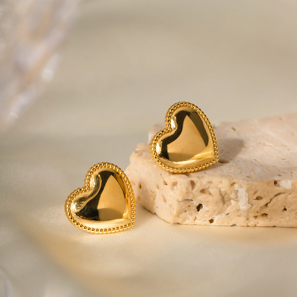 Ruth Heart Gold Earrings