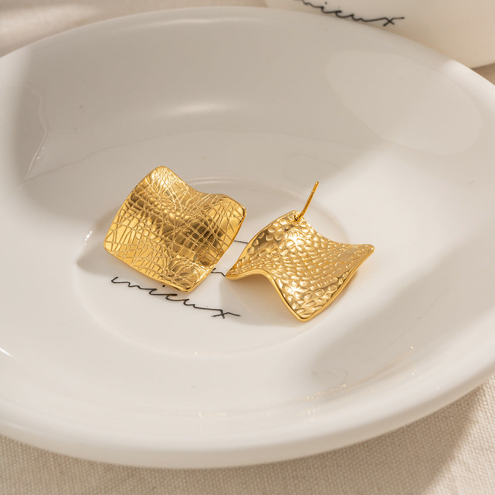 Celestina Creased Gold Sheet Earrings