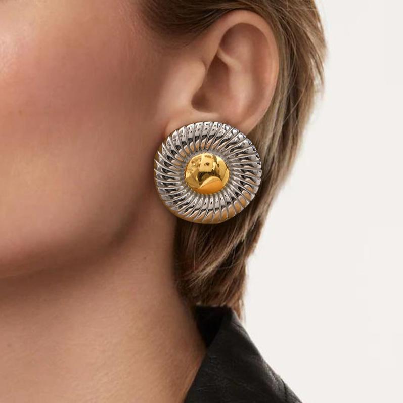 Summers Gold Button Earrings