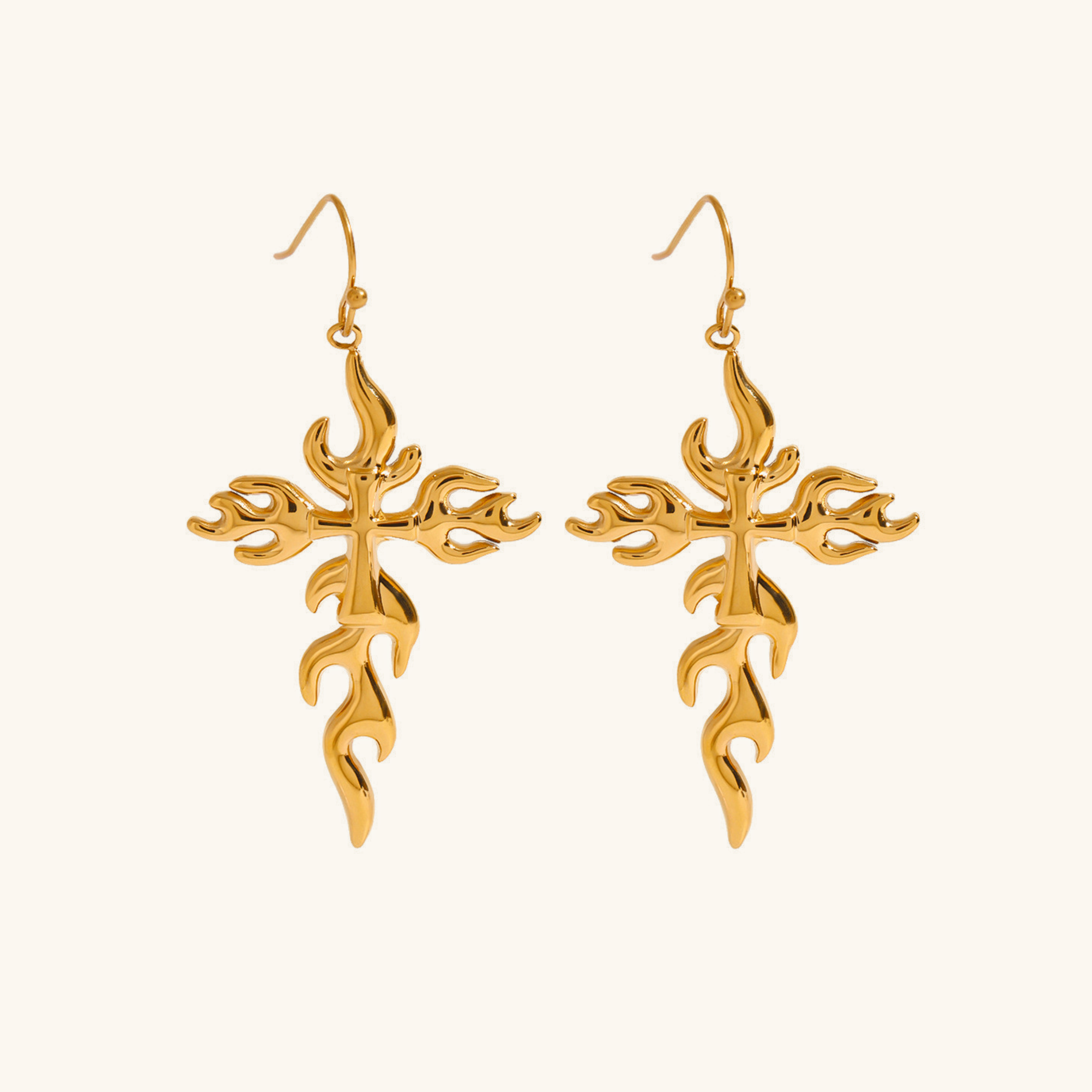 Adrielle Branched Cross Gold Earrings